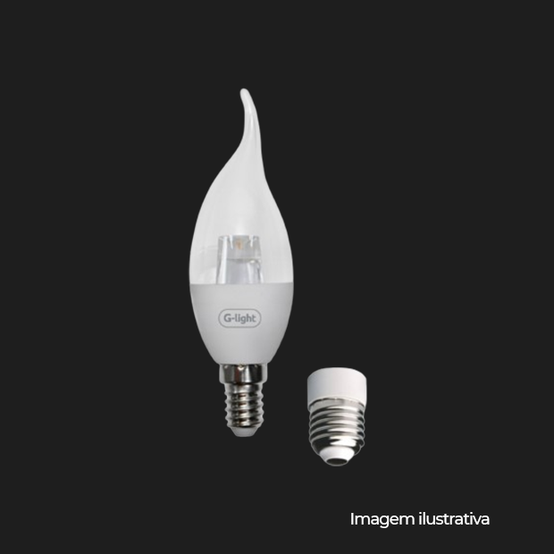 LAMPADA LED ENCE C35 CLARA CHAMA LONGA 4W 240 3000K E14 AUTOVOLT C/ ADAP. E27 UNICO - COD 185.04.0049-0