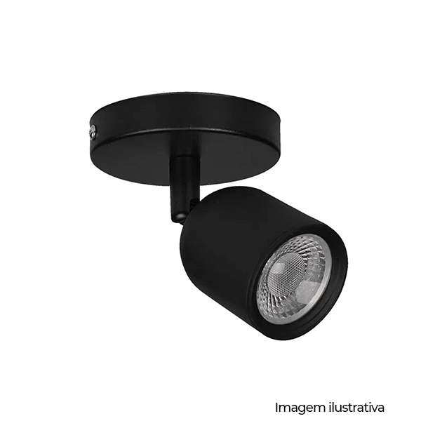 SPOT LED SOB. BR6500K 7W BIV PRETO - COD 250021378