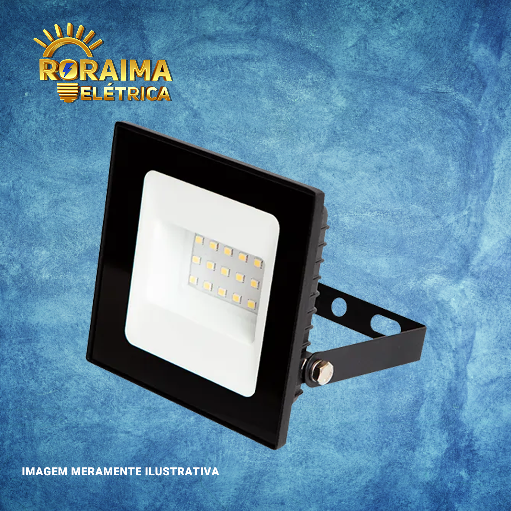 REFLETOR LED 20W 100-240V 6000K PRETO - COD RL0120
