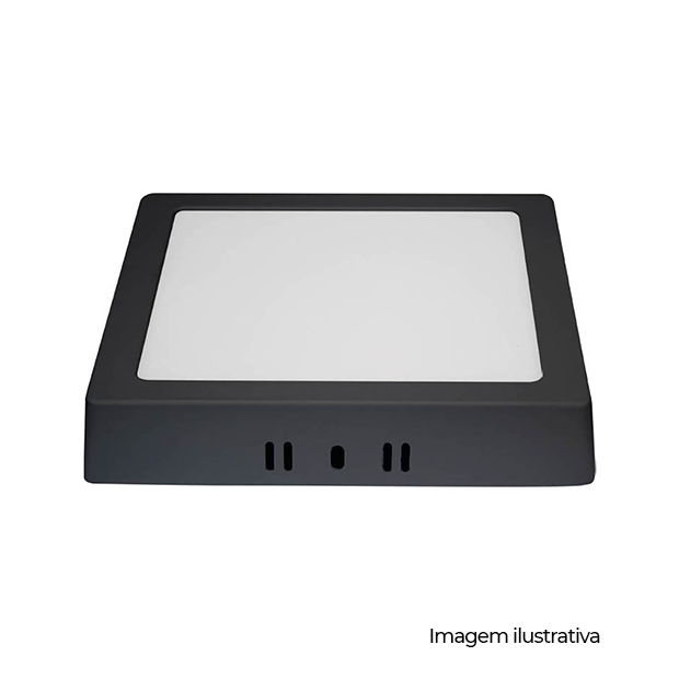 PAINEL LED SOB QUAD ALUM 163MM BIVOLT 12W 4.100K - PRETO - COD 80704101