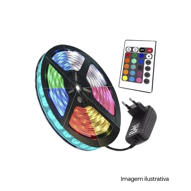 KIT FITA RGB 110V COM ACESSORIOS 5MTS - COD 1158