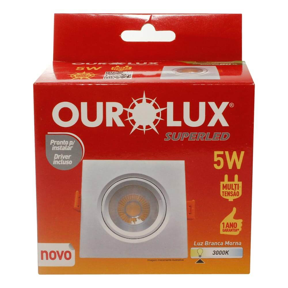SUPERLED SPOT QUADRADO 5W 3000K BRANCO COD 05603