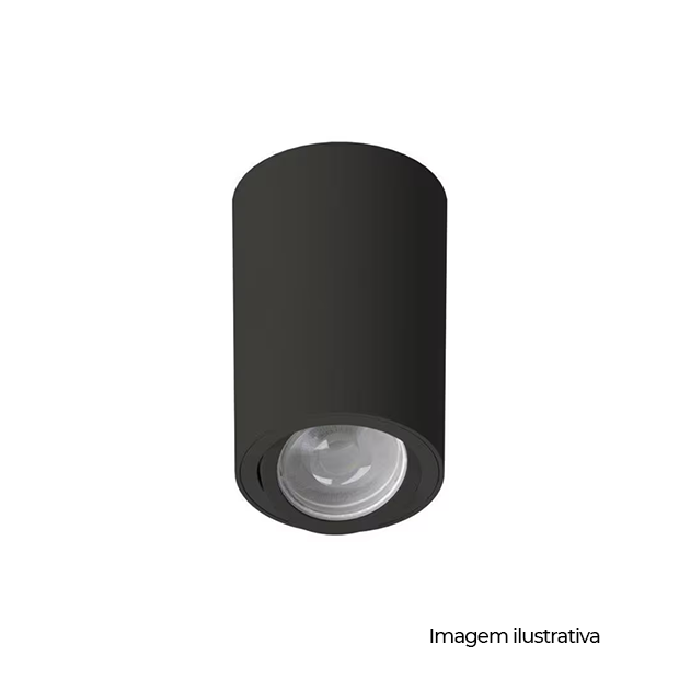 PLAFON TOWER REDONDO FACE PLANA DICROICA PRETO 72X110MM - COD SE-385.2536