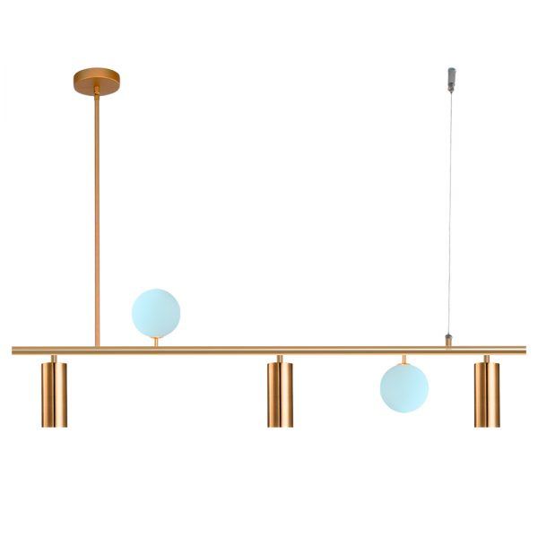 PENDENTE LUCIIN ESTRUTURA EM MENTAL DOURADO E CUPULAS VIDRO BR LED 60W - COD US028
