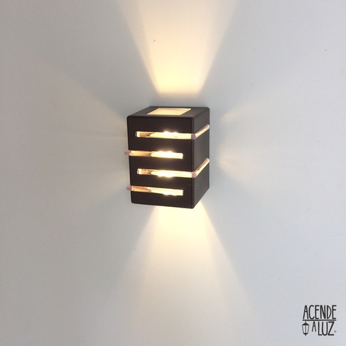 ARANDELA LIGHT 4 ALETAS 2 FACHOS ABERTOS G9 MARRON COD 25200-03