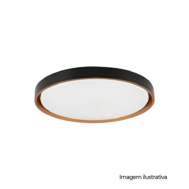 PLAFON DEVON PRETO 41CM REDONDO 3000K E 6000K 24W - 4000K 48W LY-8763M PT - COD LY-8763M PT+PT