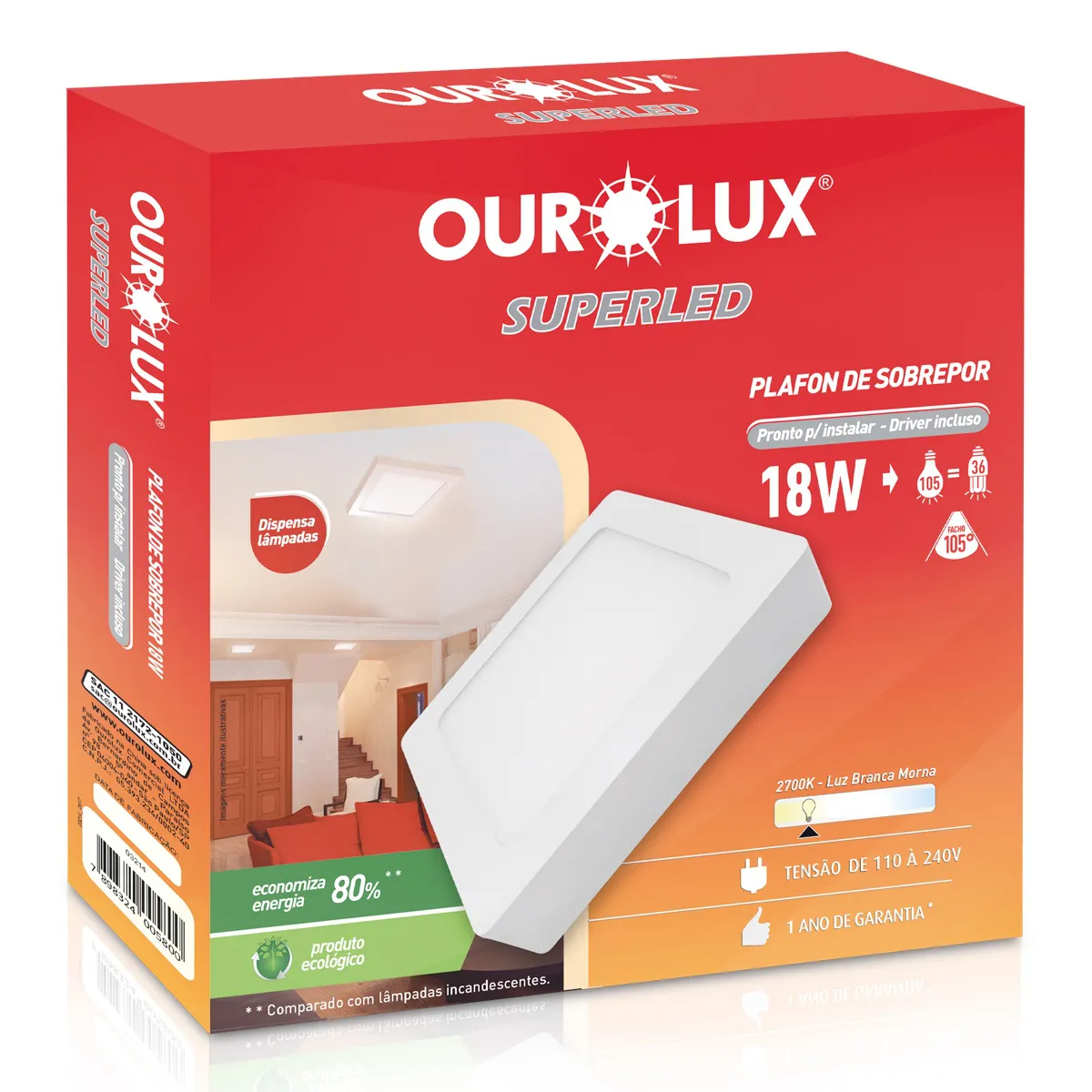 PLAFON LED SOBREPOR 18W BIV 2700K QUAD - COD 03215A