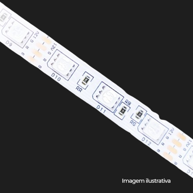 FITA 12V 5050 IP20 060LEDS/M 10MM RGB 14,4W/M COD 719