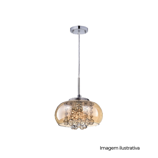 LUSTRE PENDENTE LUMIER VERONA 21CM AMBAR - COD LO14002-A