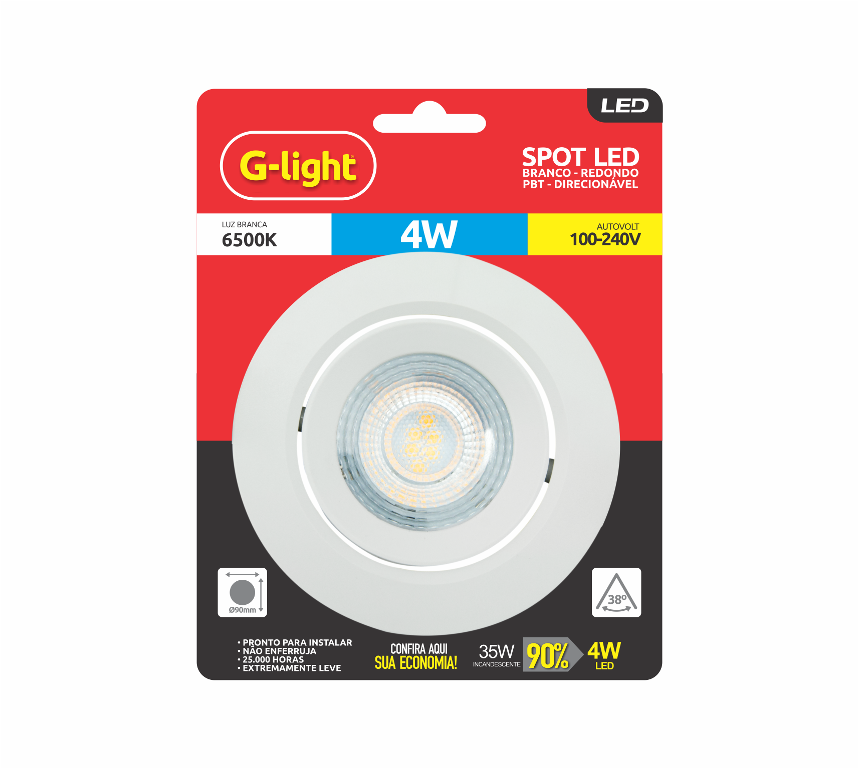 SPOT LED RED 5W 6500K PBT BRANCO AUTOVOLT - COD 670.01.0063-0
