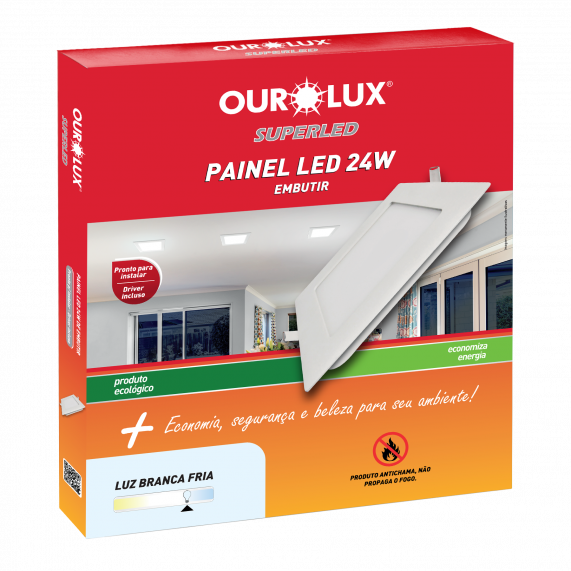 PLAFON LED EMBUTIR 24W BIV 6500K QUADRADO - COD 03205