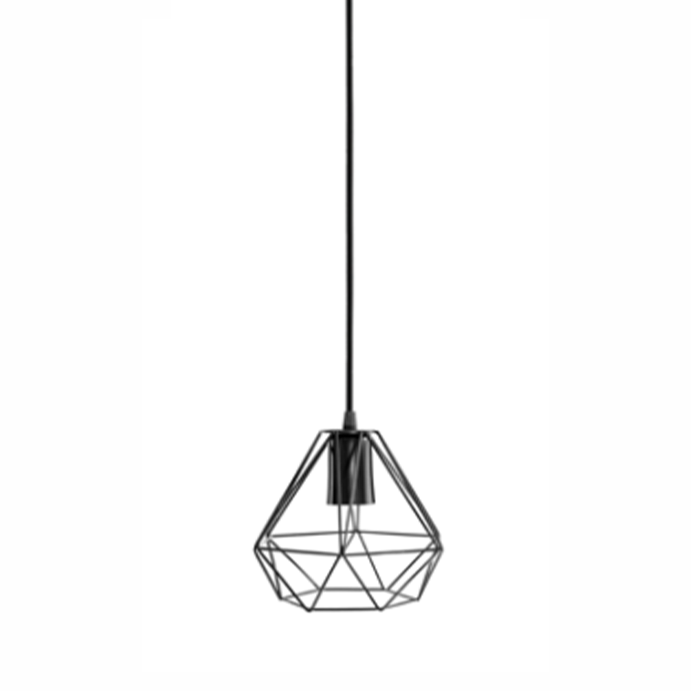 PENDENTE BELGICA PRETO 1 LAMP E27 COD PD 601 PT