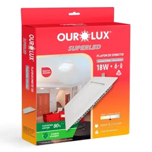 PLAFON LED EMBUTIR 18W BIV 4000K QUADRAD - COD 03207B
