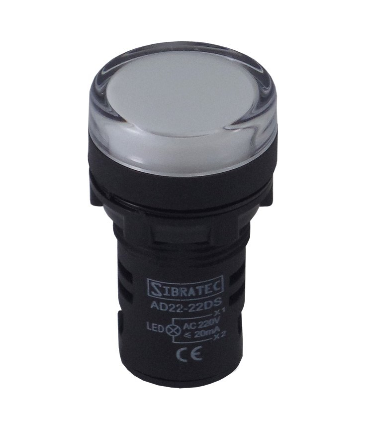 SINALEIRA LED AD22- 22MM 220/110V BRANCO - SIBRATEC