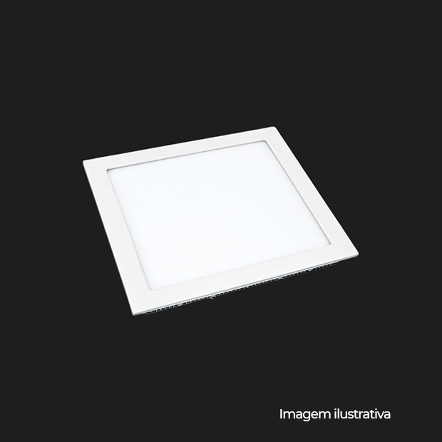 LUMINARIA EMBUTIR QUADRADA BRANCA FLAT LED 18W AUTOVOLT 6500K COD LLEQ618F