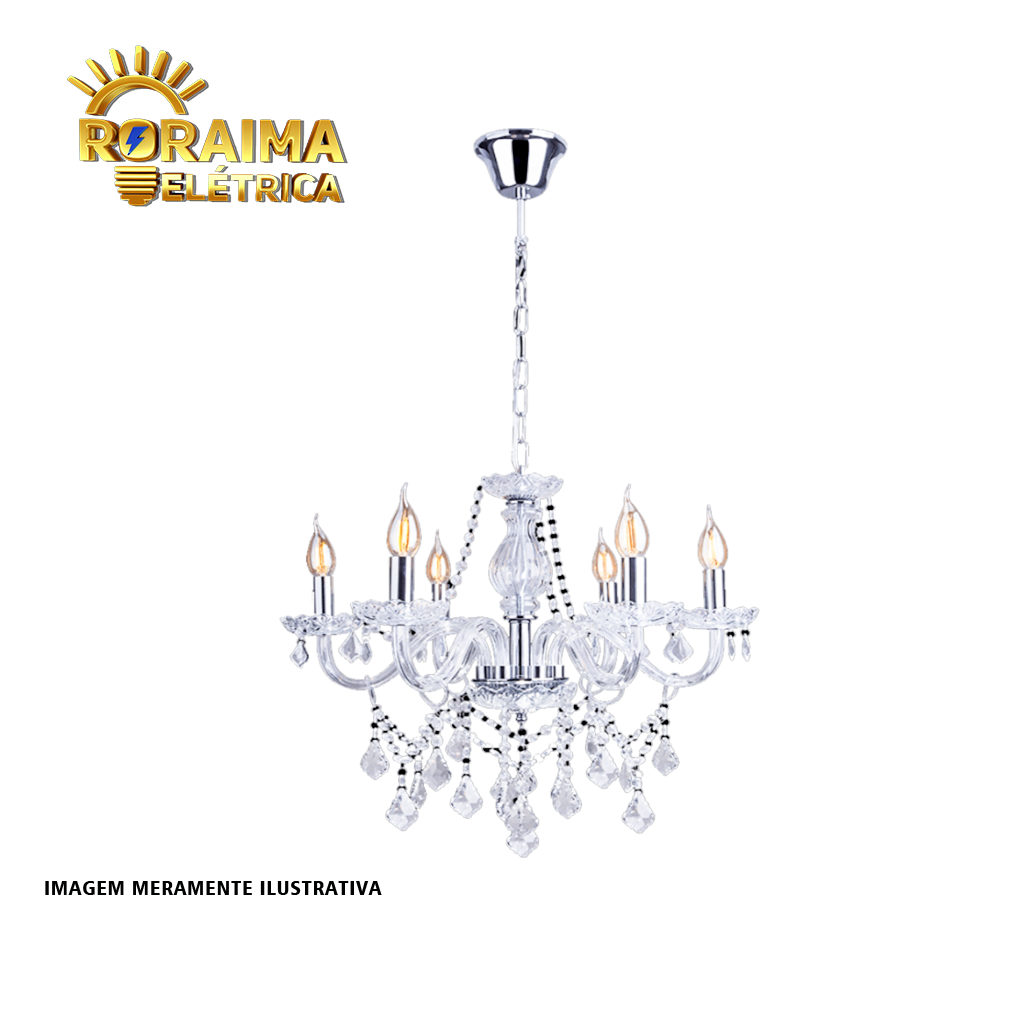 LUSTRE FRANCE CRISTAL 6 TRANSPARENTE - COD 148210008