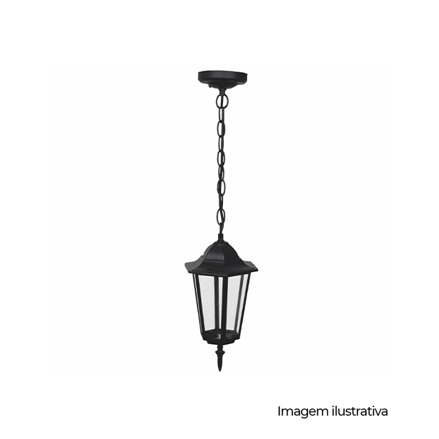 PENDENTE ROMA 190 PRETO 1XE27 UNICO - COD 676.12.0096-0