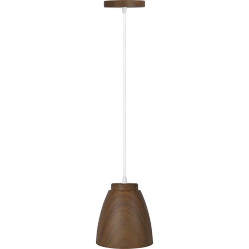 PENDENTE LED 9W MADEIRA TECA BIVOLT BRANCO FRIO 6500K GOTA