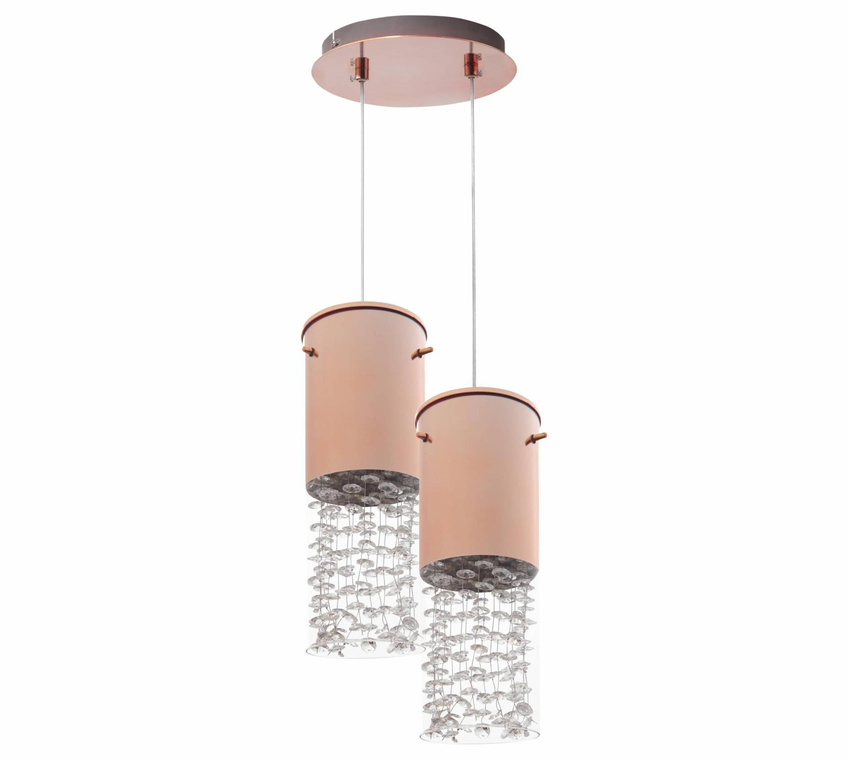 PENDENTE CRISTAL FALL 1030 GOLD ROSE 2XGU10 UNICO - COD 676.12.0126-0