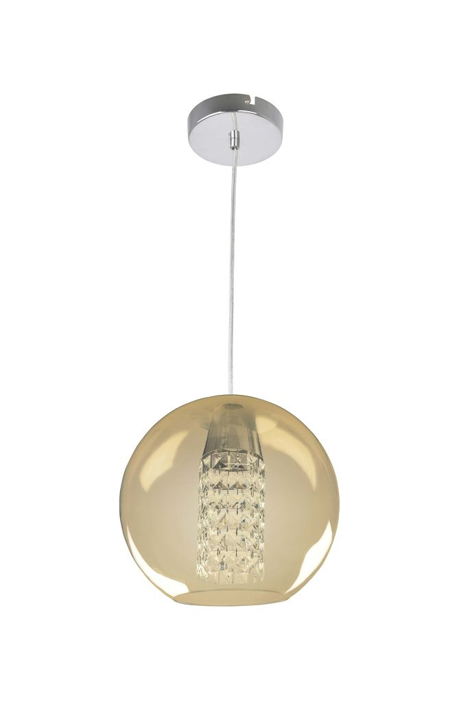 PENDENTE GLOBE ACRILICO C PINGENTE 25CM 1 LUZ AMBAR - COD GLACPG251LE27ABV2