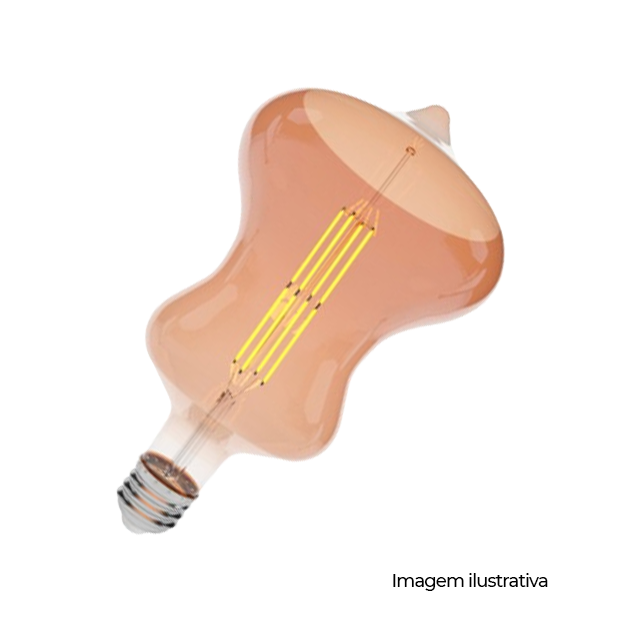 LAMPADA LED SPIN FILAMENTO 8W CORPO AMBAR LUZ AMBAR 127/220V COD LM1088