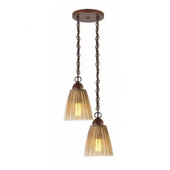 PENDENTE FLORENCA 2L VIDRO CONE AMBAR COD 2235/2/89