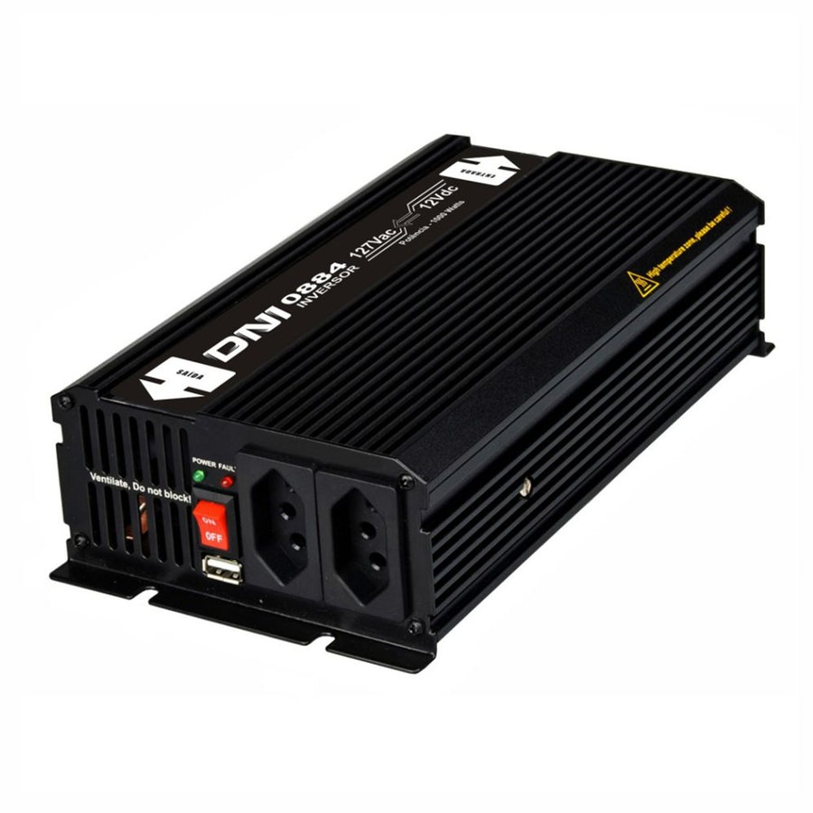 INVERSOR ENTRADA 12V - 110VAC 1000W (2000W PICO) 2 TOM 3P 1 USB - COD 0884