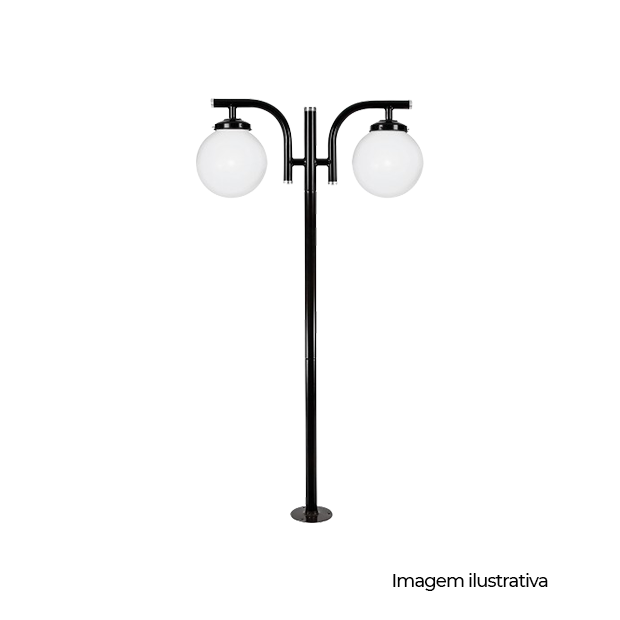POSTE JARDIM 2,44M COM GLOBO BOCA 15 2XE27 PRETO - COD 178399-01