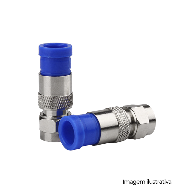 CONECTOR P/ CABO COAXIAL DE COMPRESSAO RG6 AZUL