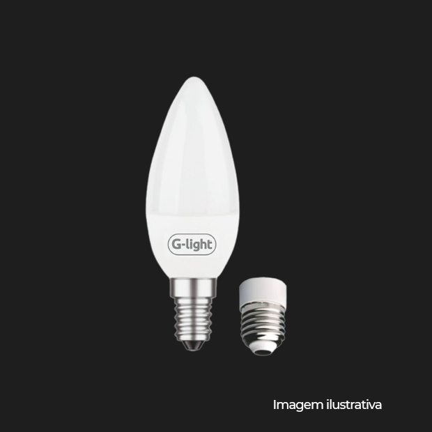 LAMPADA LED ENCE C37 LEITOSA 4W 240 3000K E14 AUTOVOLT C/ ADAP. E27 UNICO - COD 185.04.0073-0