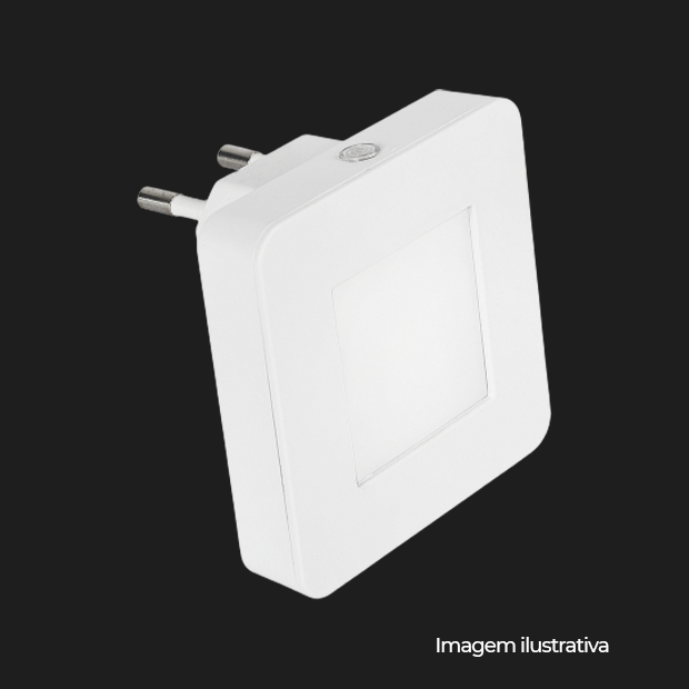LUZ NOTURNA LISA ABS QUAD - 0,5W BI-VOLT LED 3.000K - COD 52053004