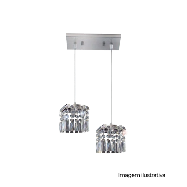 PENDENTE  ZURIQUE CRISTAL QD 2 LUZES 12X27XH1