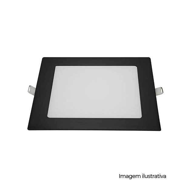 PAINEL LED EMB QUAD ALUM 170MM BIVOLT 12W 4.100K - PRETO - COD 80424101