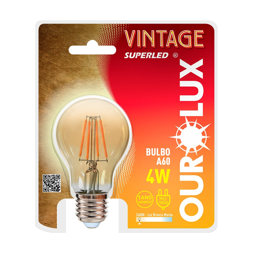 LAMPADA VINTAGE LED BULBO A60 4W BIV 2400K COD 05315