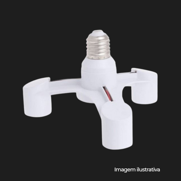 SOQUETE MULTIPLICADOR DE LAMPADA E-27 1:3 BRANCO - COD 072799