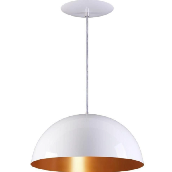 PENDENTE DOMUS 300 BRANCO MICRO/COBRE SOLIDO 30X20CM 1XE27