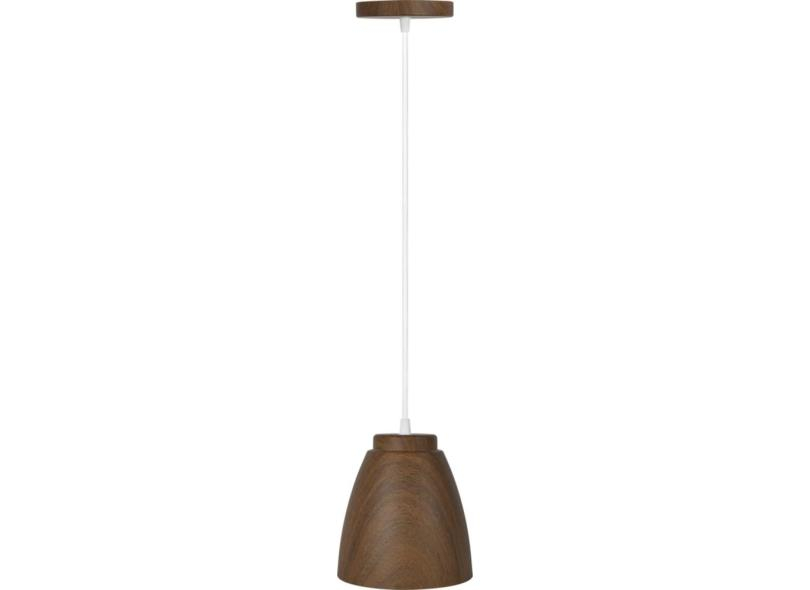 PENDENTE LED 9W MADEIRA MARROM TECA BIVOLT  BR.  FRIO 6500K TACA