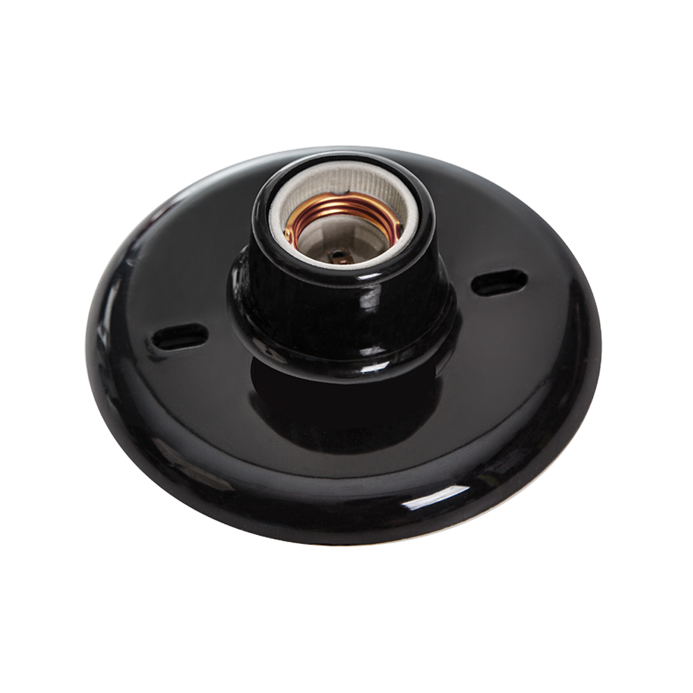 PLAFON C/ SOQUETE PORCELANA E-27 PRETO COD 3296