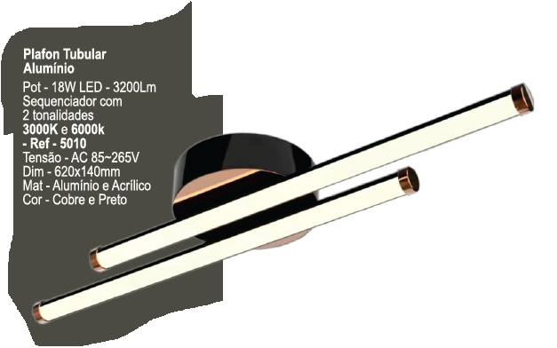 PLAFON SEQ. LED 18W COBR E PRETO COD 5010