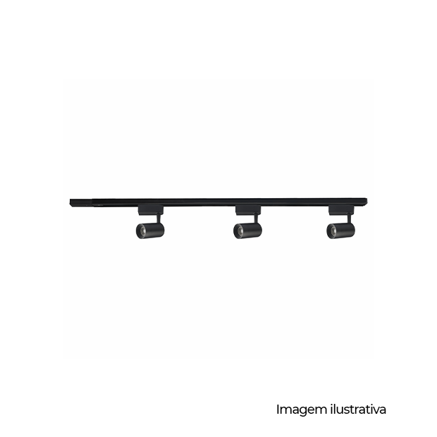 TRACK LIGHT 1M C/ 03 SPOTS REDONDOS LED 30 3X7W 3000K PRETO - AUTOVOLT UNICO - COD 676.26.0066-0
