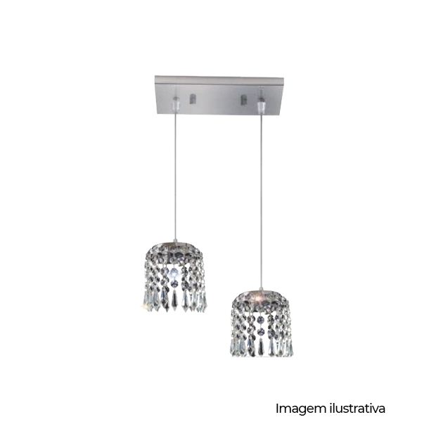PENDENTE  FLORENCA CRISTAL RD 2 LUZES 12X27X