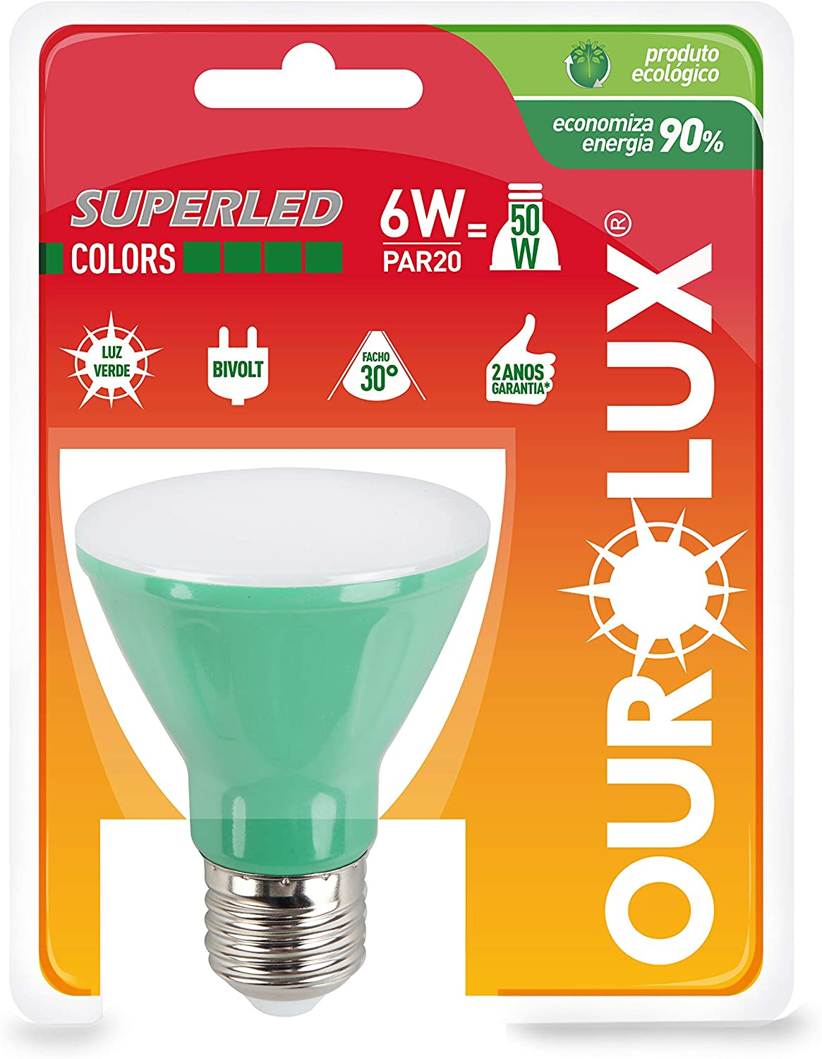 LAMPADA SUPERLED PAR20 6W BIV 30° VERDE COD 05474
