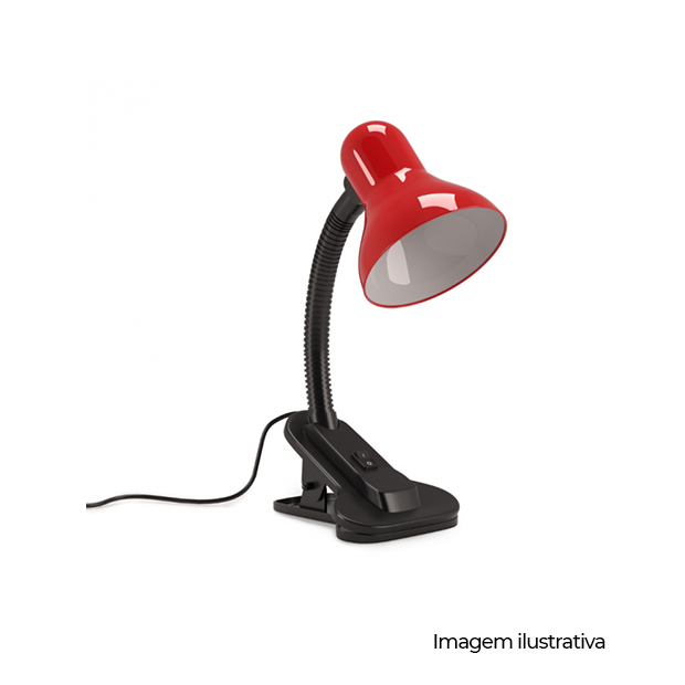 LUMINARIA DE MESA VIKING CLIP VERMELHA 127/220V COD LM1213