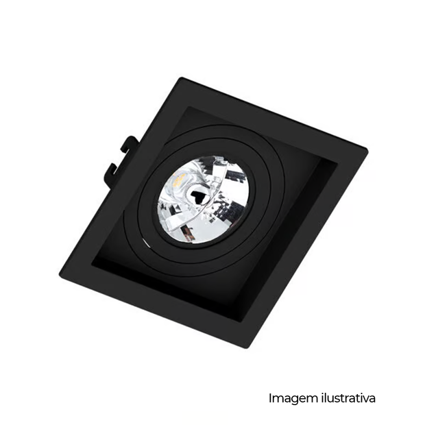 SPOT QUADRADO DE EMBUTIR RECUADO PRETO PARA LED AR111 POT MAX. 20W COD LM1412