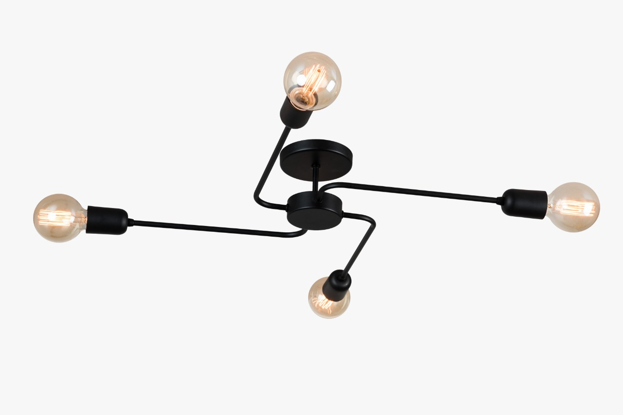 PLAFON THOMAS RADIAL C/QUATRO LAMPADAS PRETO - COD 6005.03