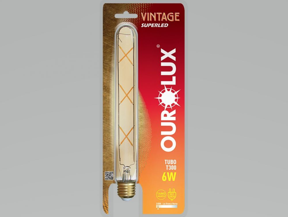 LAMPADA VINTAGE LED TUBO T300 6W BIV 2400K