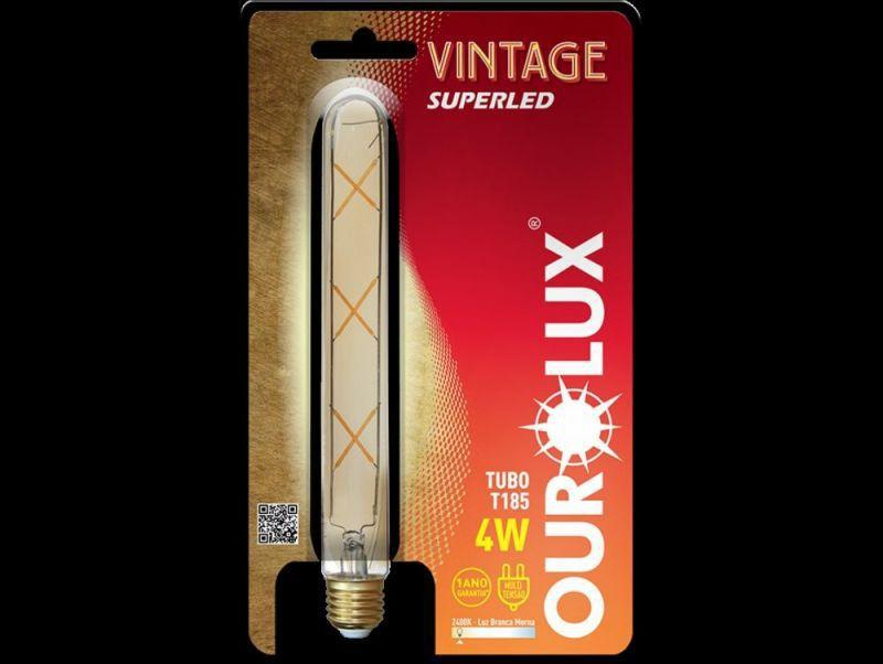 LAMPADA VINTAGE LED TUBO T185 4W 2400K BIVOLT