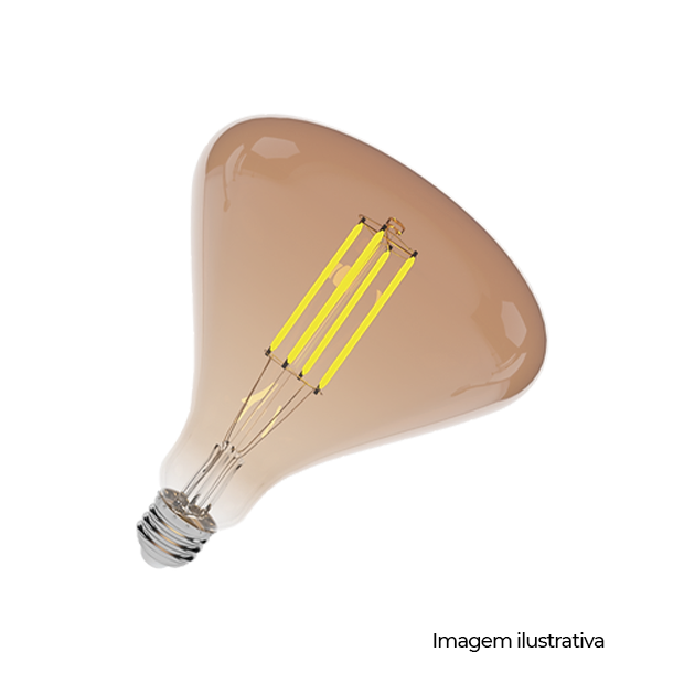 LAMPADA LED LAB FILAMENTO 8W CORPO AMBAR LUZ AMBAR 127/220V COD LM1086