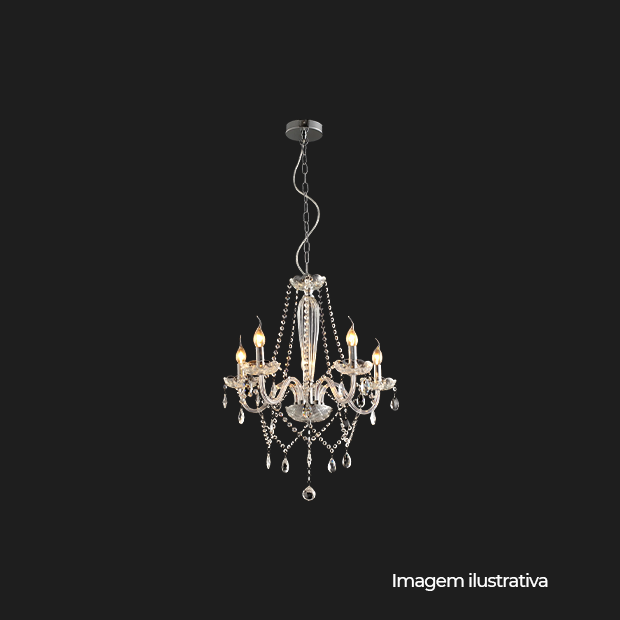 LUSTRE BARONESA VIDRO CH 5XE14 CAN CROMO