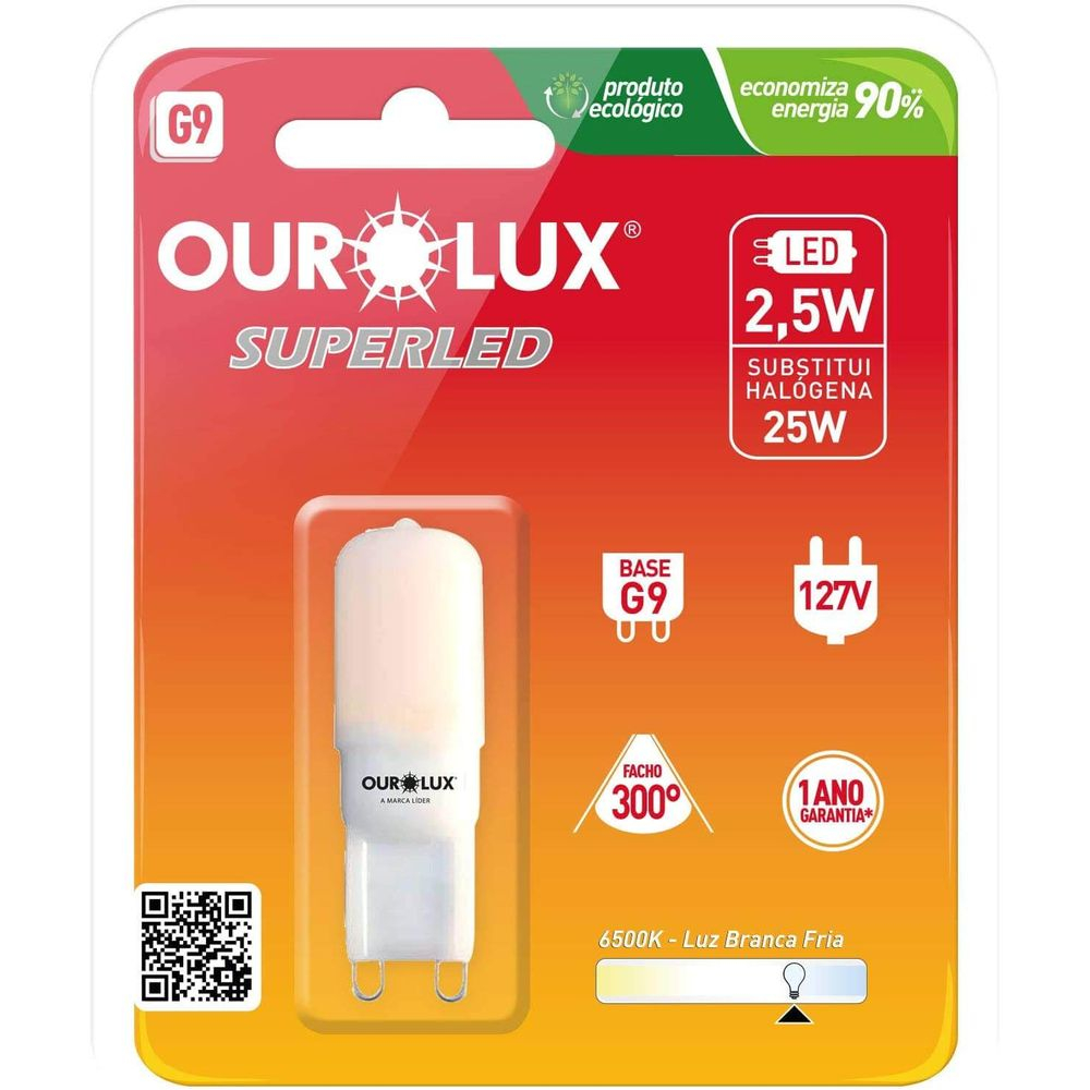 SUPERLED G9 2,5W 127V 6500K FOSCA 300&DEG COD 20157